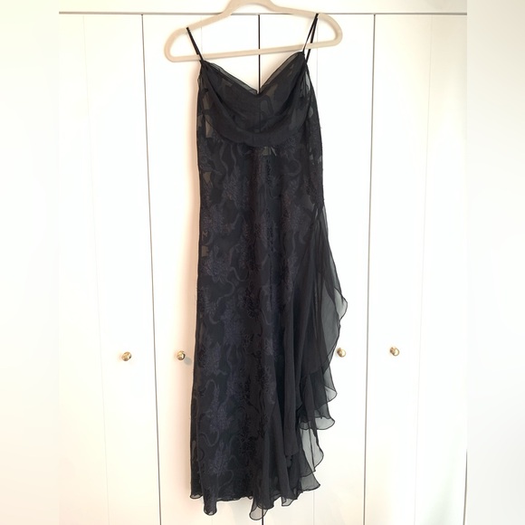 Vintage 90s Victoria's Secret‎ Gold Label Black Floral Slip Dress Size Small - Picture 3 of 9